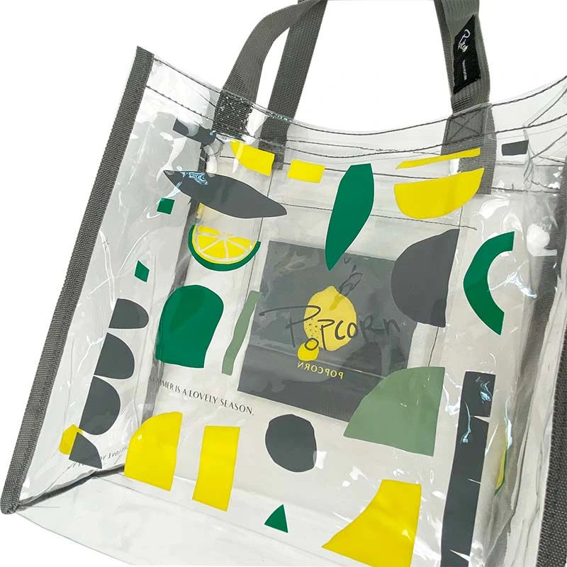 Printed Clear PVC Tote Bag Stadium Approved for Man and Women