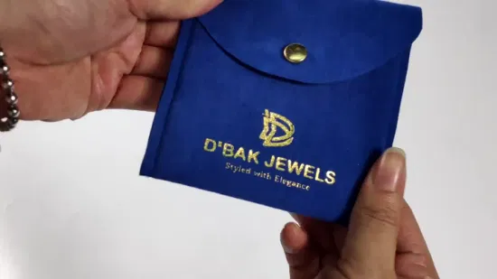 Empaquetado con cordón de terciopelo con solapa de pana impreso personalizado ecológico al por mayor con logotipo Divisor Insertar tarjeta Exhibición para aretes Bolsa de joyería de terciopelo de gamuza