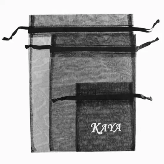 Personalizado transparente al por mayor con cordón transparente cosmético con bolsa de organza de regalo con logotipo